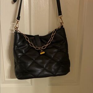 Rachel Zoe Black Quilted Shoulder Bag with Gold Chain